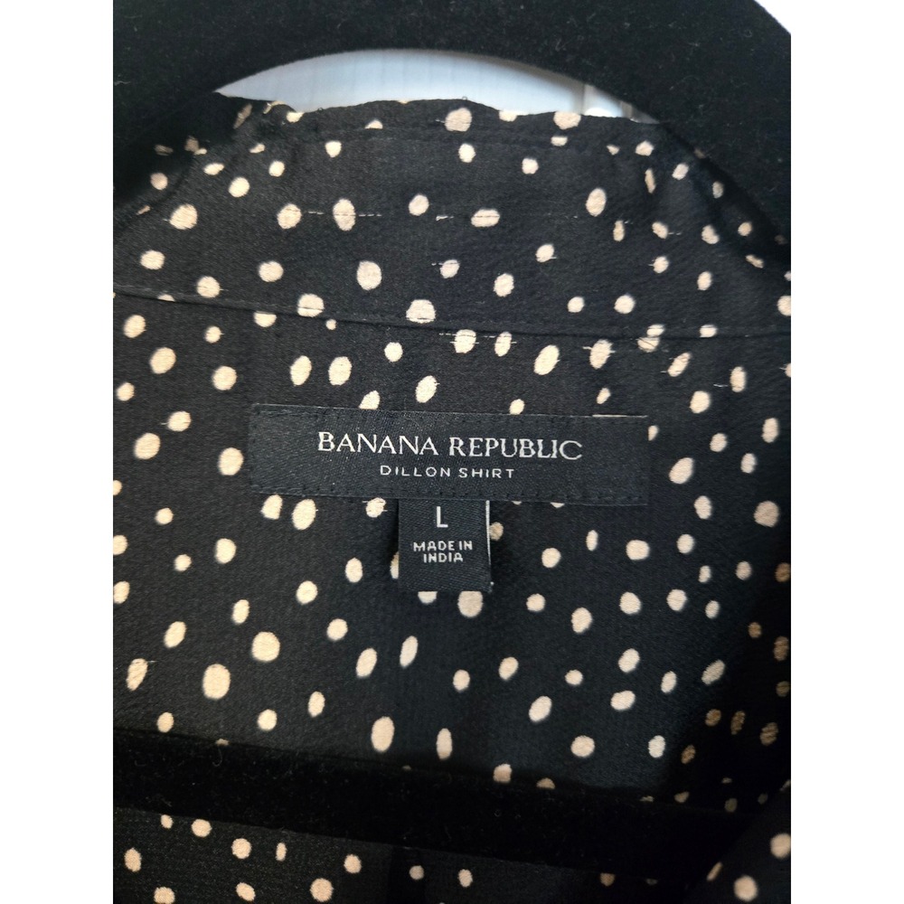 Banana Republic Dillon Shirt Polka Dot Tie Cuff Button Down Blouse Black L - Picture 5 of 7